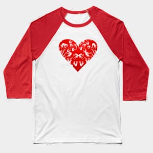 Romantic Floral Valentine Heart Baseball T-Shirt